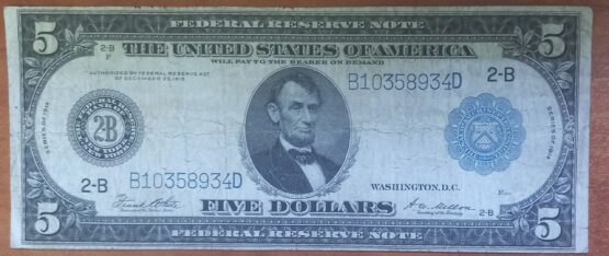 1914 $5, New York City Federal Reserve Large Banknote