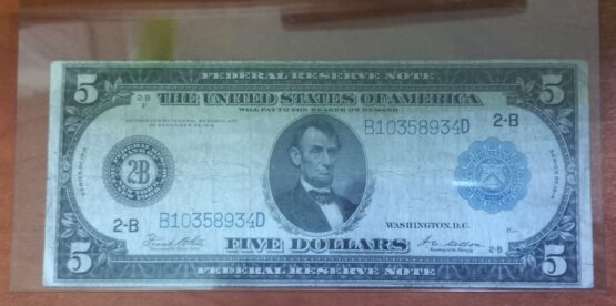 1914 $5, New York City Federal Reserve Large Banknote