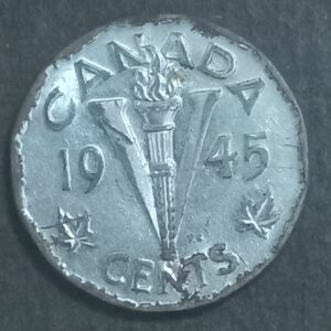 1945 Canada 5 Cents Steel Coin