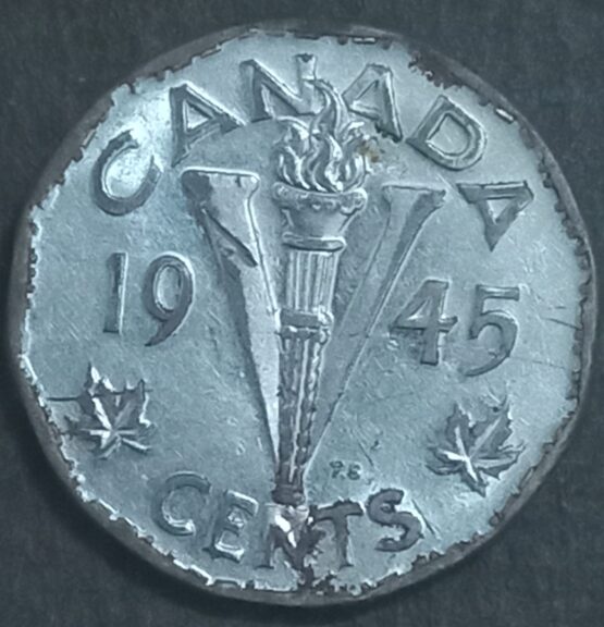 1945 Canada 5 Cents Steel Coin
