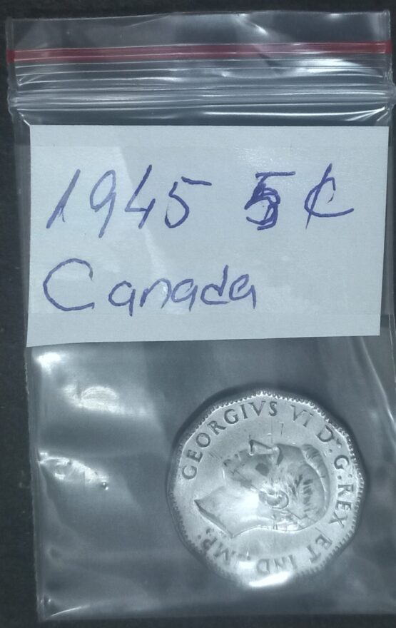 1945 Canada 5 Cents Steel Coin