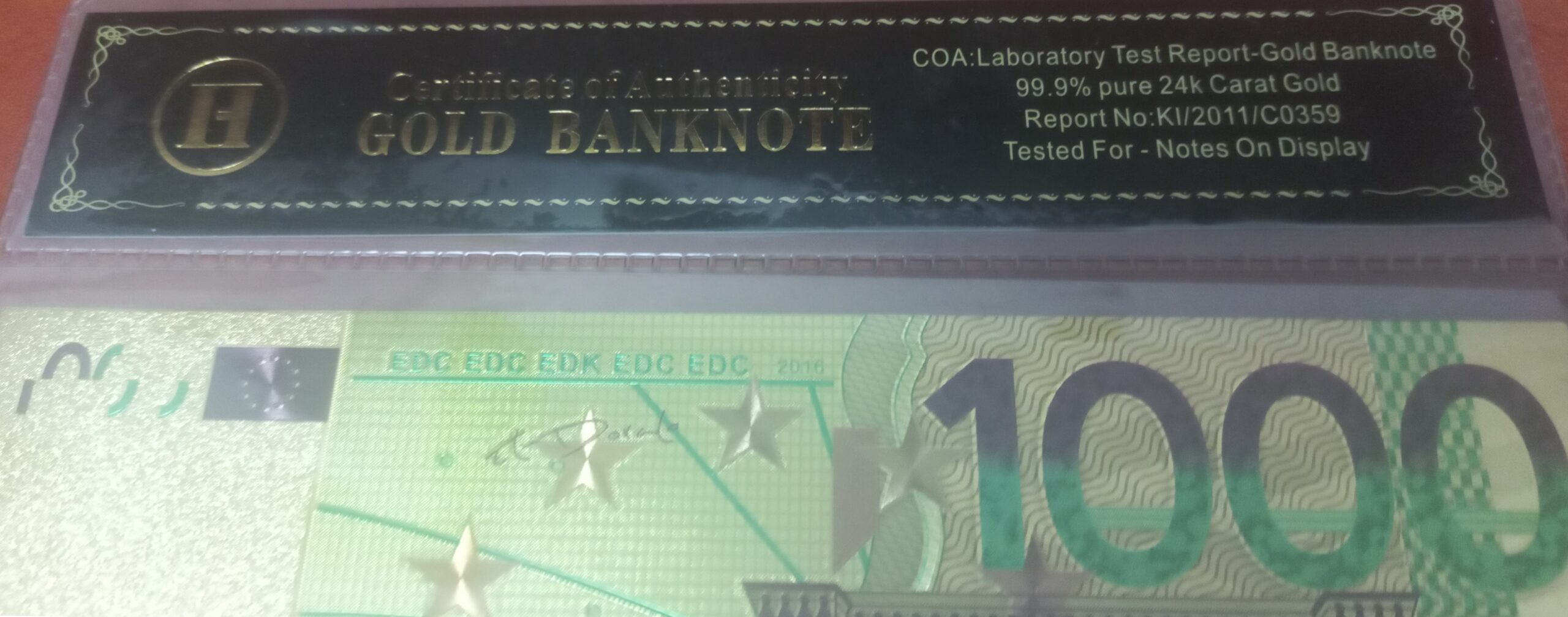 1000 euro 99.9% pure 24k, gold Coating Foil