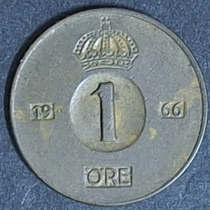 1966 Swedish Coin 2 Öre | Gustaf VI Adolf | Crown | Sweden.