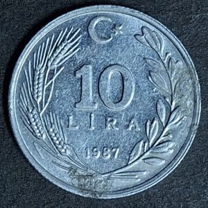 1987 Turkey 10 Lira Coin